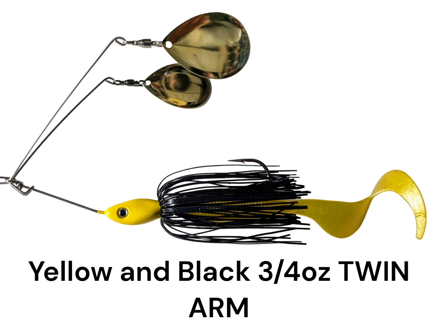 3/4oz YELLOW & BLACK TWIN ARM RIGGED GRUB TAIL