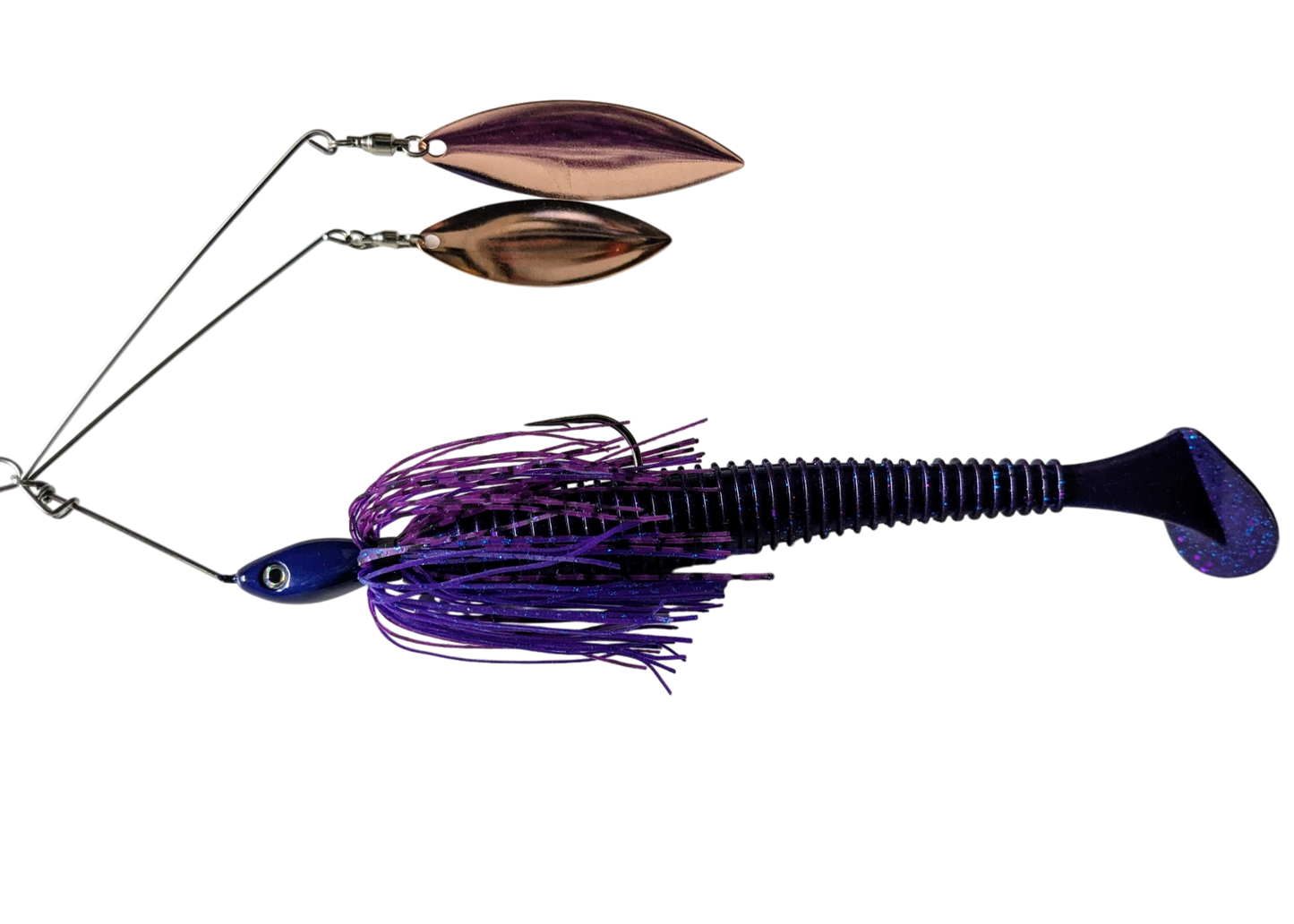 3/4oz PURPLE TWIN ARM SPINNERBAIT TWIN COPPER WILLOWS