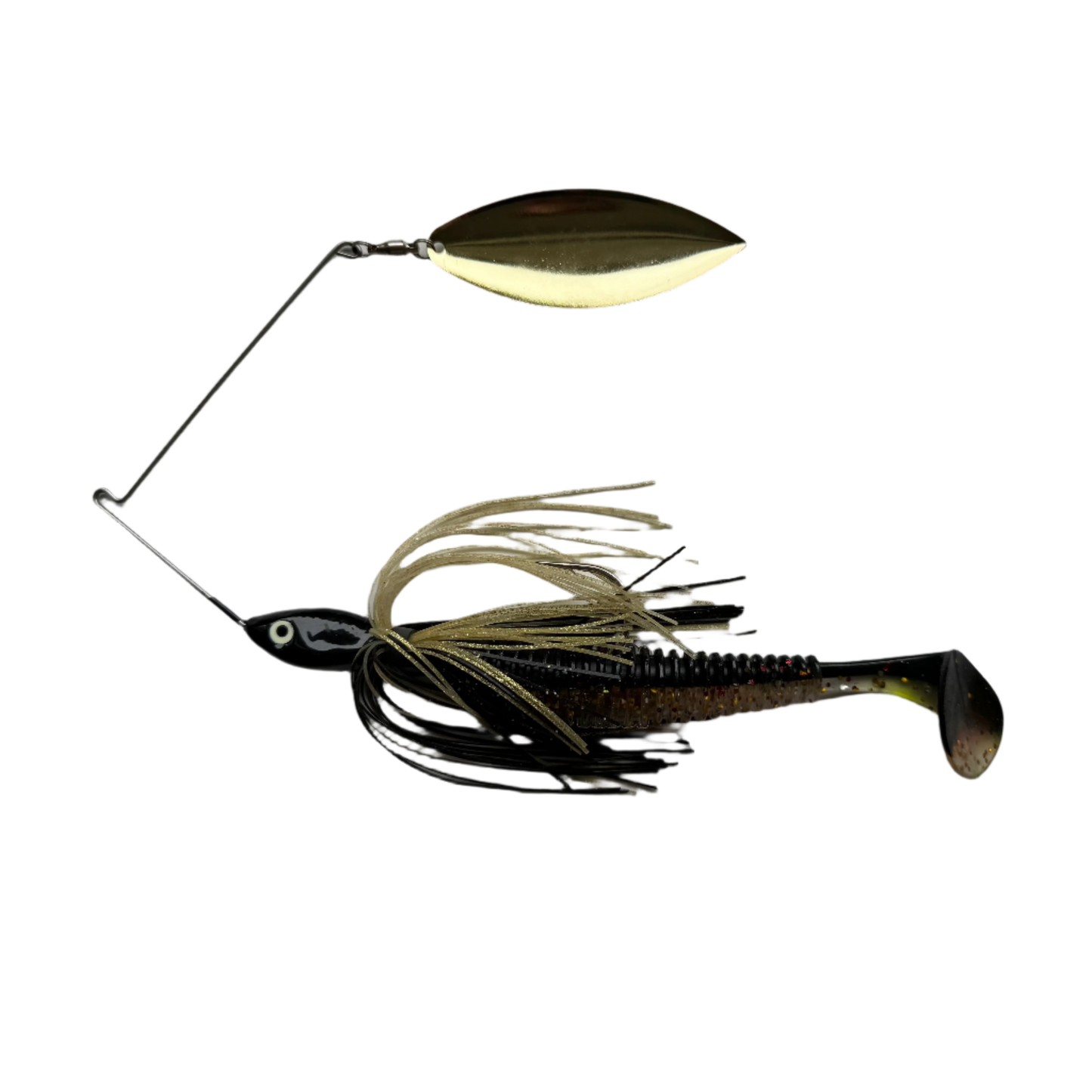 1oz SINGLE ARM SPINNER BAIT - Black/Speckled Gold