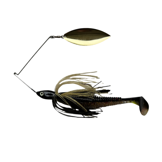 1oz SINGLE ARM SPINNER BAIT - Black/Speckled Gold