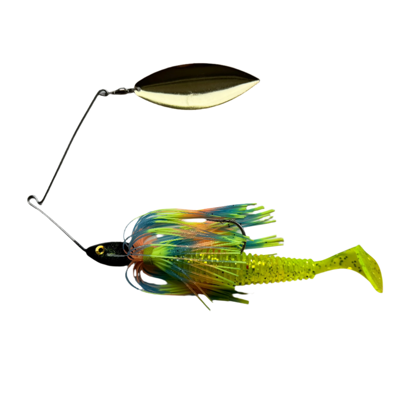 1oz SINGLE ARM SPINNER BAIT - Blue/Peach/Chartreuse