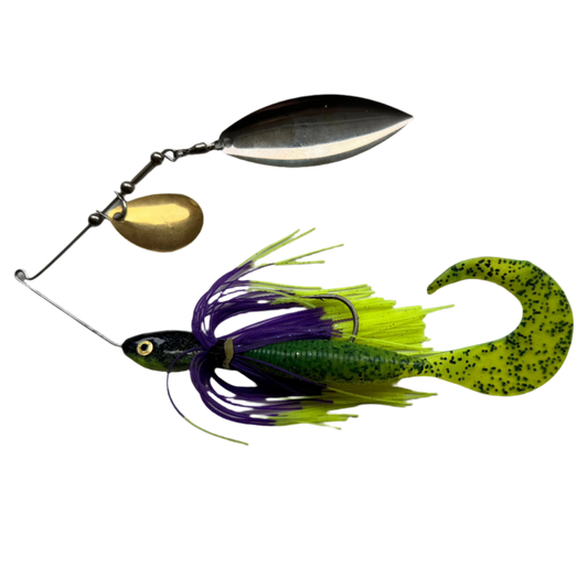 1oz SINGLE ARM SPINNER BAIT - Chatreuse/Purple TANDEM BLADE