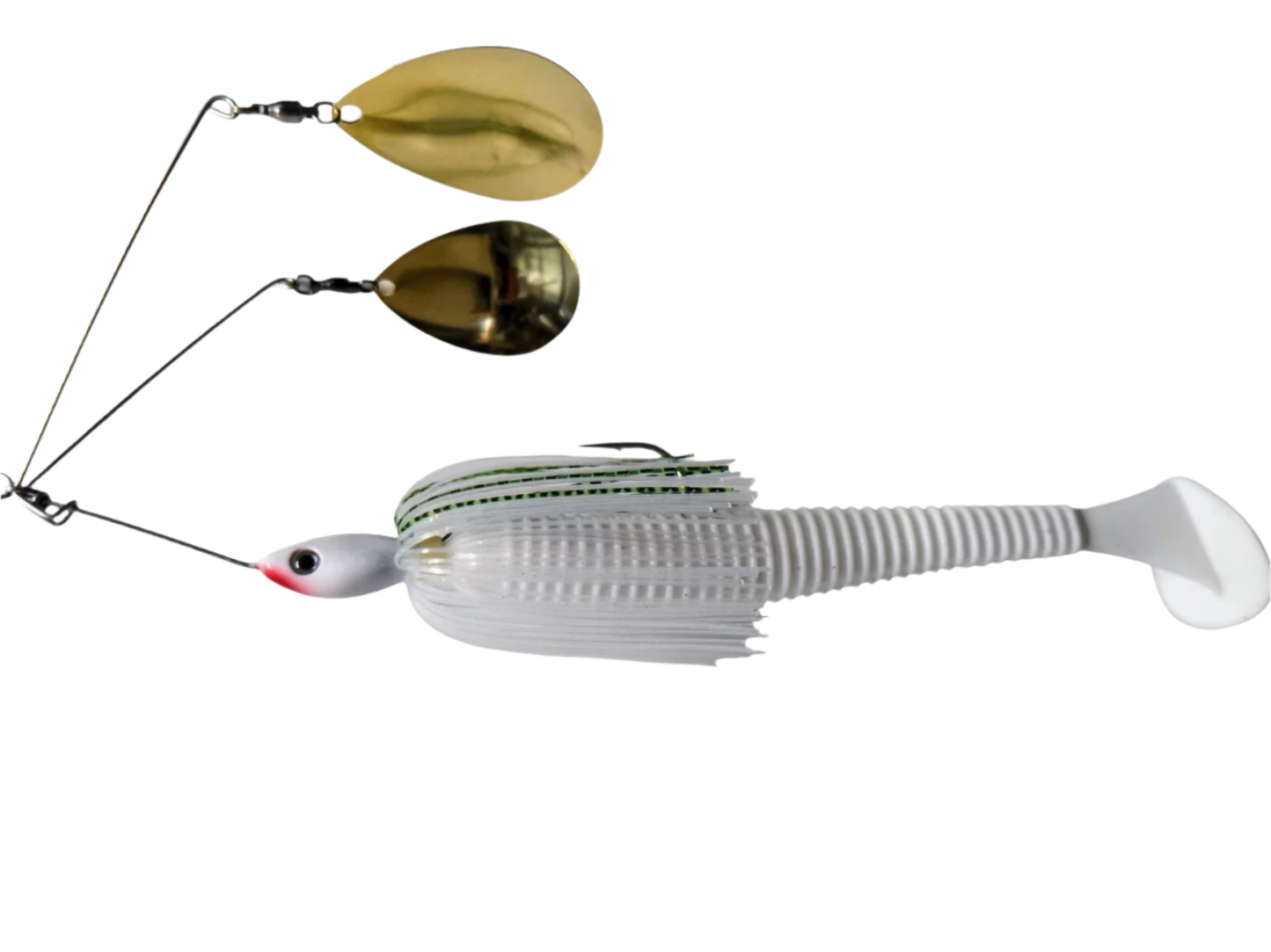 3/4oz WHITE TWIN ARM SPINNERBAIT RIGGED 170mm PADDLE TAIL