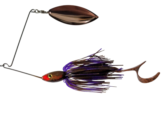 1oz SINGLE ARM SPINNER BAIT - Bleeding Brown Carp RIGGED 125MM GRUB TAIL